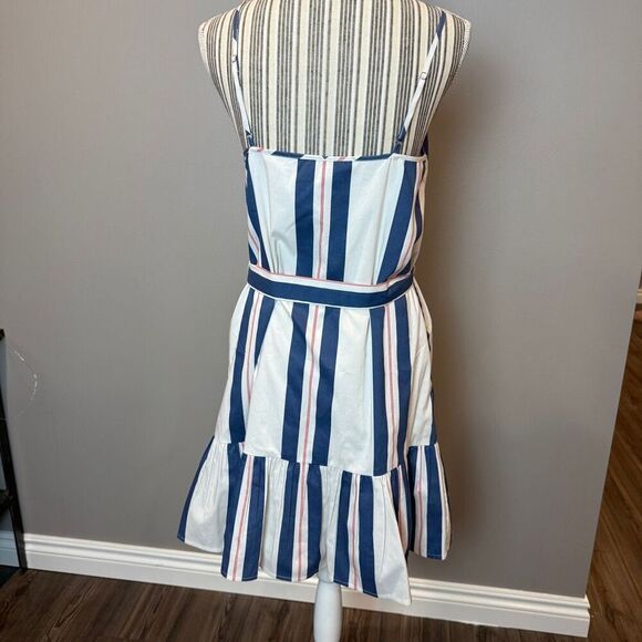 Banana Republic Americana Red white and blue striped Ruffle bottom dress 8 - Picture 7 of 9